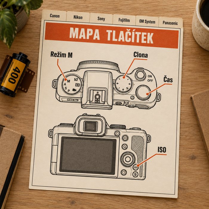 Mapa tlačítek pro váš foťák