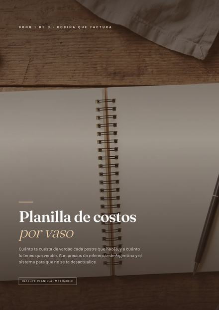 Bono 1 · Planilla de costos por vaso